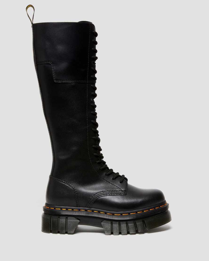 Dr Martens Audrick 20-Eye Deri Knee High Kadın Kalın Taban Bot Siyah  Türkiye |  82514-PACK