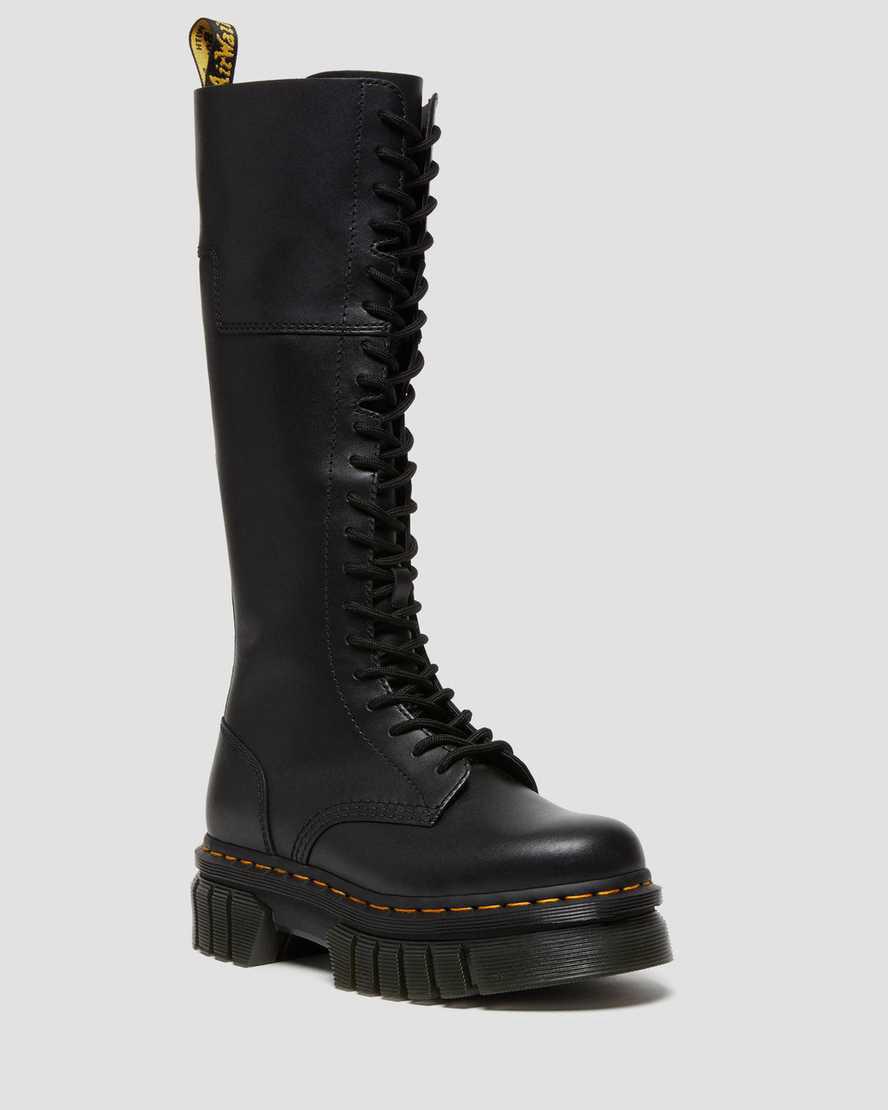 Dr Martens Audrick 20-Eye Deri Knee High Kadın Kalın Taban Bot Siyah  Türkiye |  82514-PACK