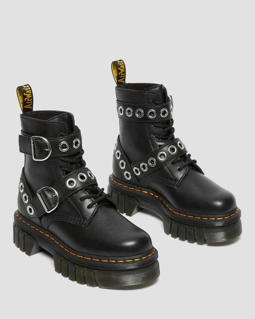 Dr Martens Audrick Hardware Deri Platform Kadın Bilek Boy Bot Siyah  Türkiye |  16403-SQED