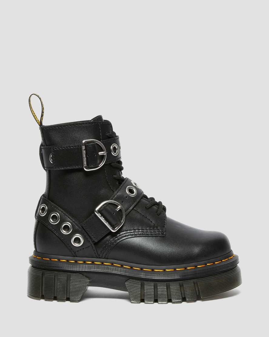 Dr Martens Audrick Hardware Deri Platform Kadın Bilek Boy Bot Siyah  Türkiye |  16403-SQED