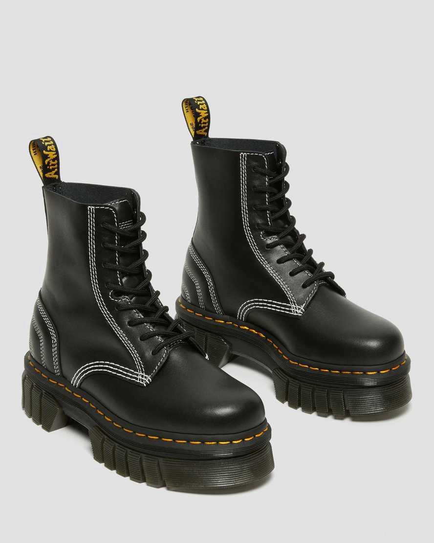 Dr Martens Audrick White Stitch Deri Dantel Up Erkek Kalın Taban Bot Siyah  Türkiye |  65183-PCDF