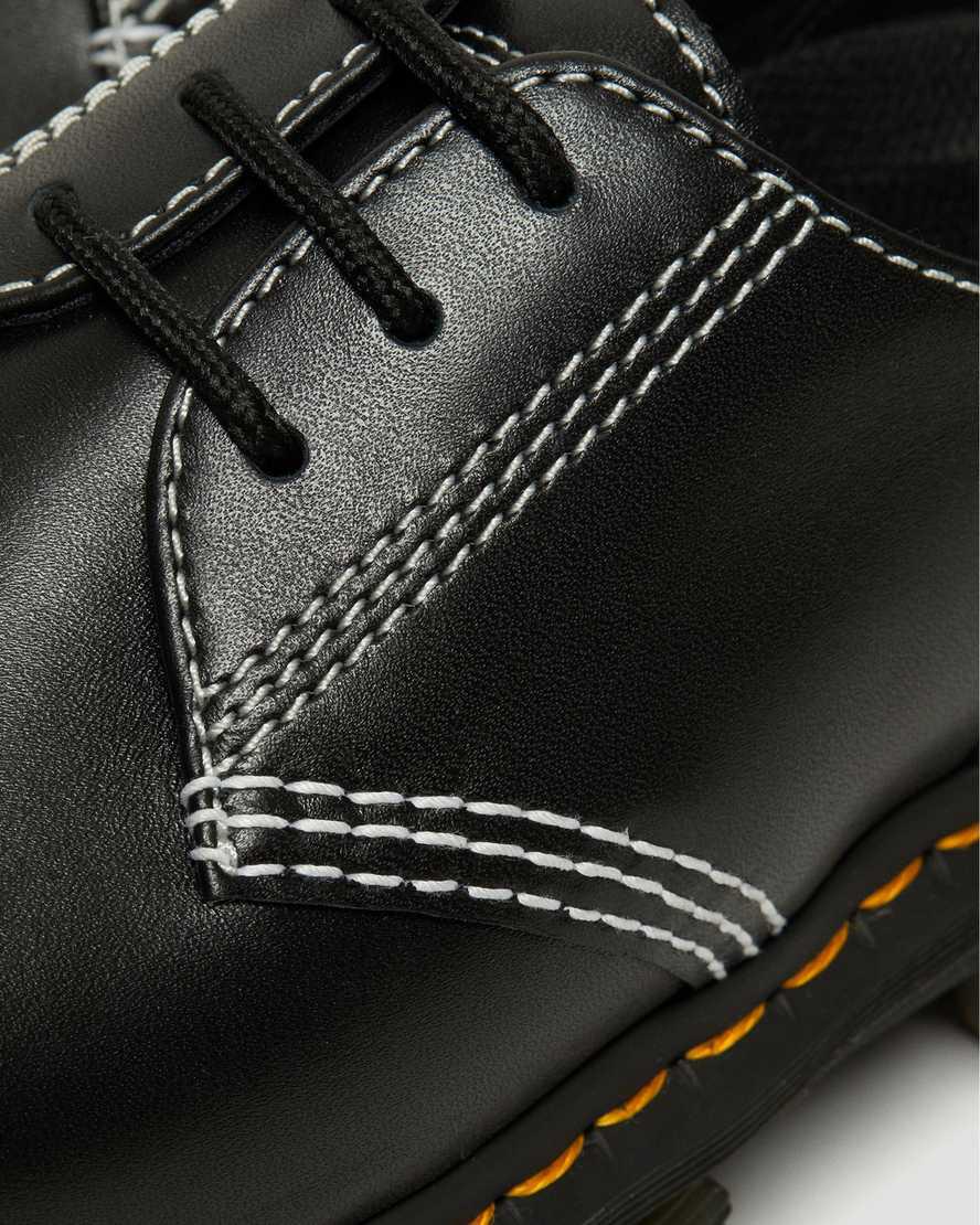 Dr Martens Audrick White Stitch Deri Platform Kadın Oxford Ayakkabı Siyah  Türkiye |  60345-WFYI