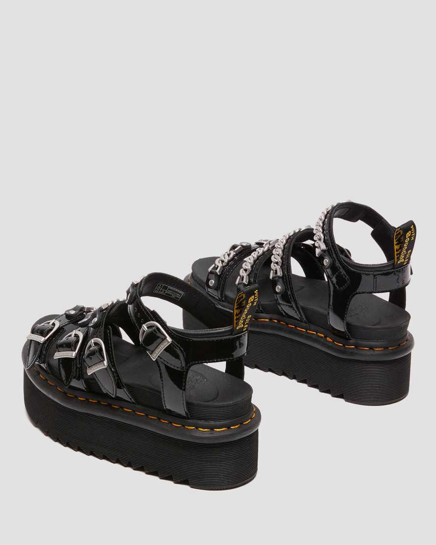 Dr Martens Blaire II Chain Rugan Deri Askılı Kadın Platform Sandalet Siyah  Türkiye |  75190-TIZQ