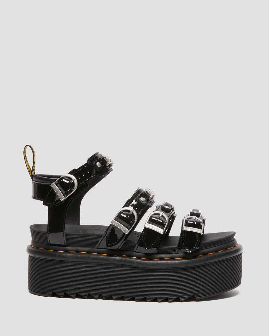 Dr Martens Blaire II Chain Rugan Deri Askılı Kadın Platform Sandalet Siyah  Türkiye |  75190-TIZQ