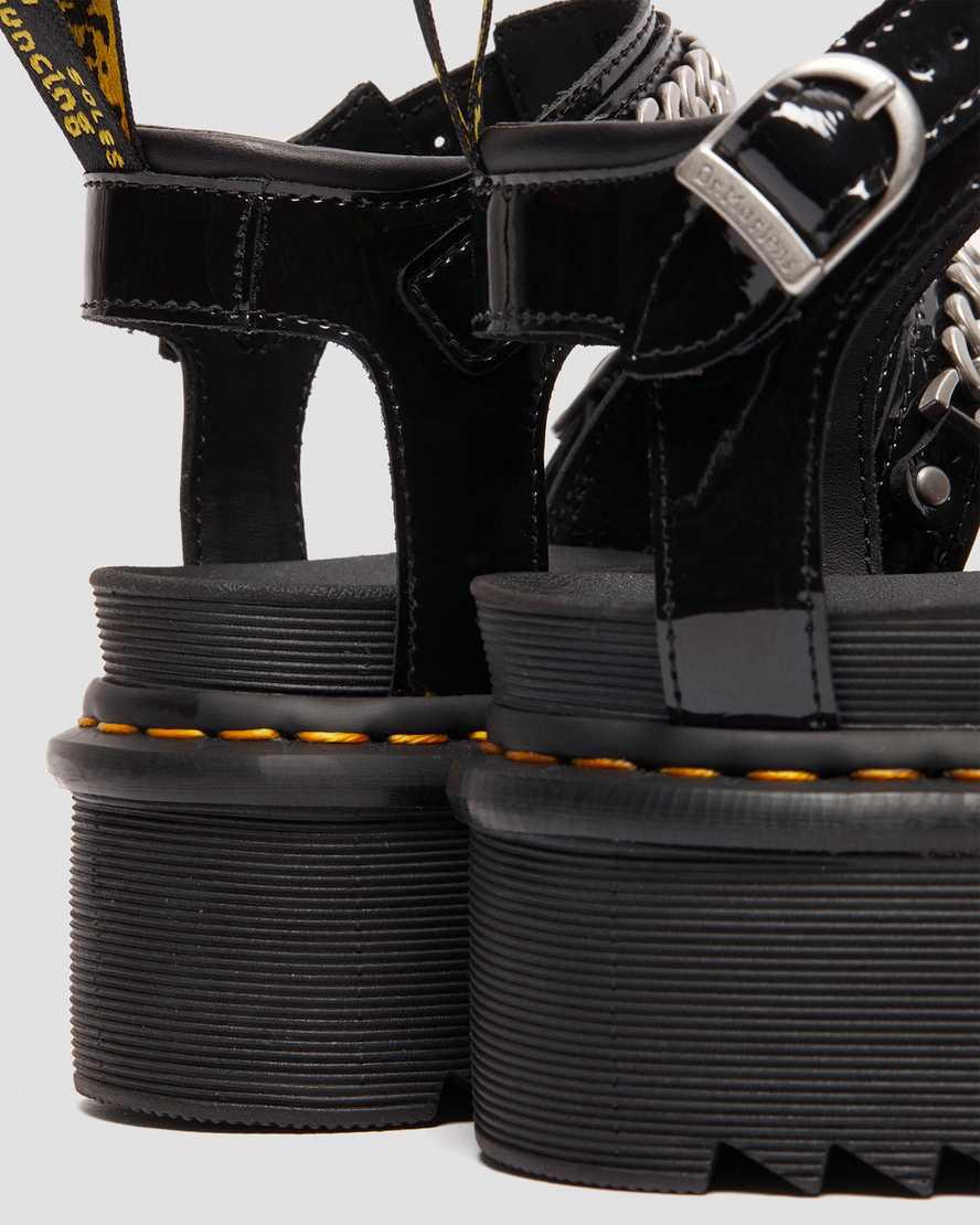 Dr Martens Blaire II Chain Rugan Deri Askılı Kadın Platform Sandalet Siyah  Türkiye |  75190-TIZQ