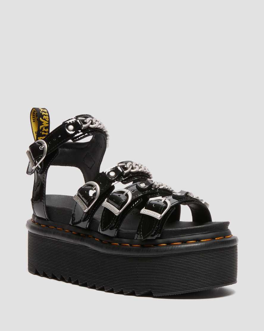 Dr Martens Blaire II Chain Rugan Deri Askılı Kadın Platform Sandalet Siyah  Türkiye |  75190-TIZQ