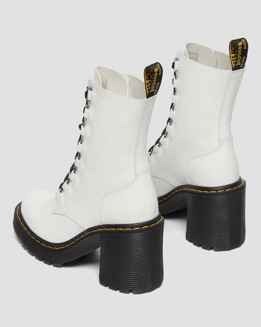 Dr Martens Chesney Deri Flared Dantel Up Kadın Topuklu Bot Beyaz  Türkiye |  07618-JFTG