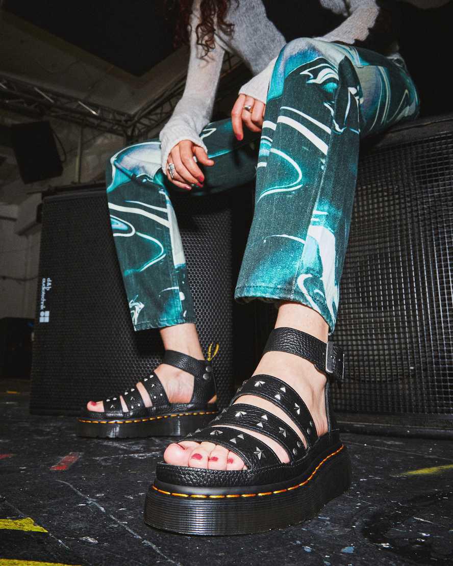 Dr Martens Clarissa Milled Nappa Platform Askılı Kadın Gladyatör Sandalet Siyah  Türkiye |  87351-CVER