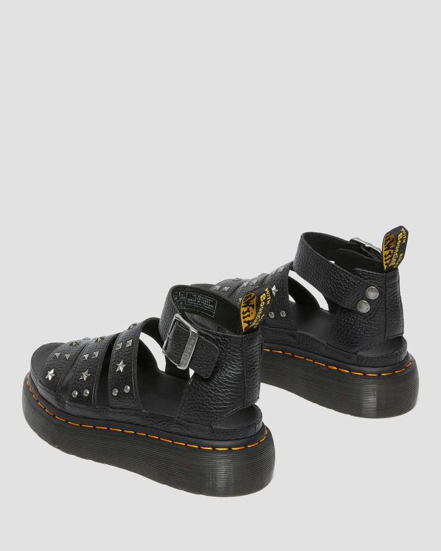 Dr Martens Clarissa Milled Nappa Platform Askılı Kadın Gladyatör Sandalet Siyah  Türkiye |  87351-CVER