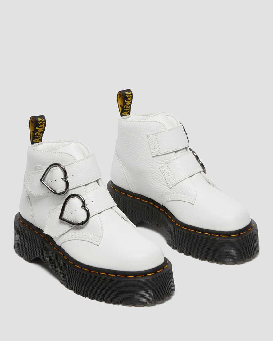 Dr Martens Devon Heart Deri Platform Kadın Bilek Boy Bot Beyaz  Türkiye |  34576-BCXH