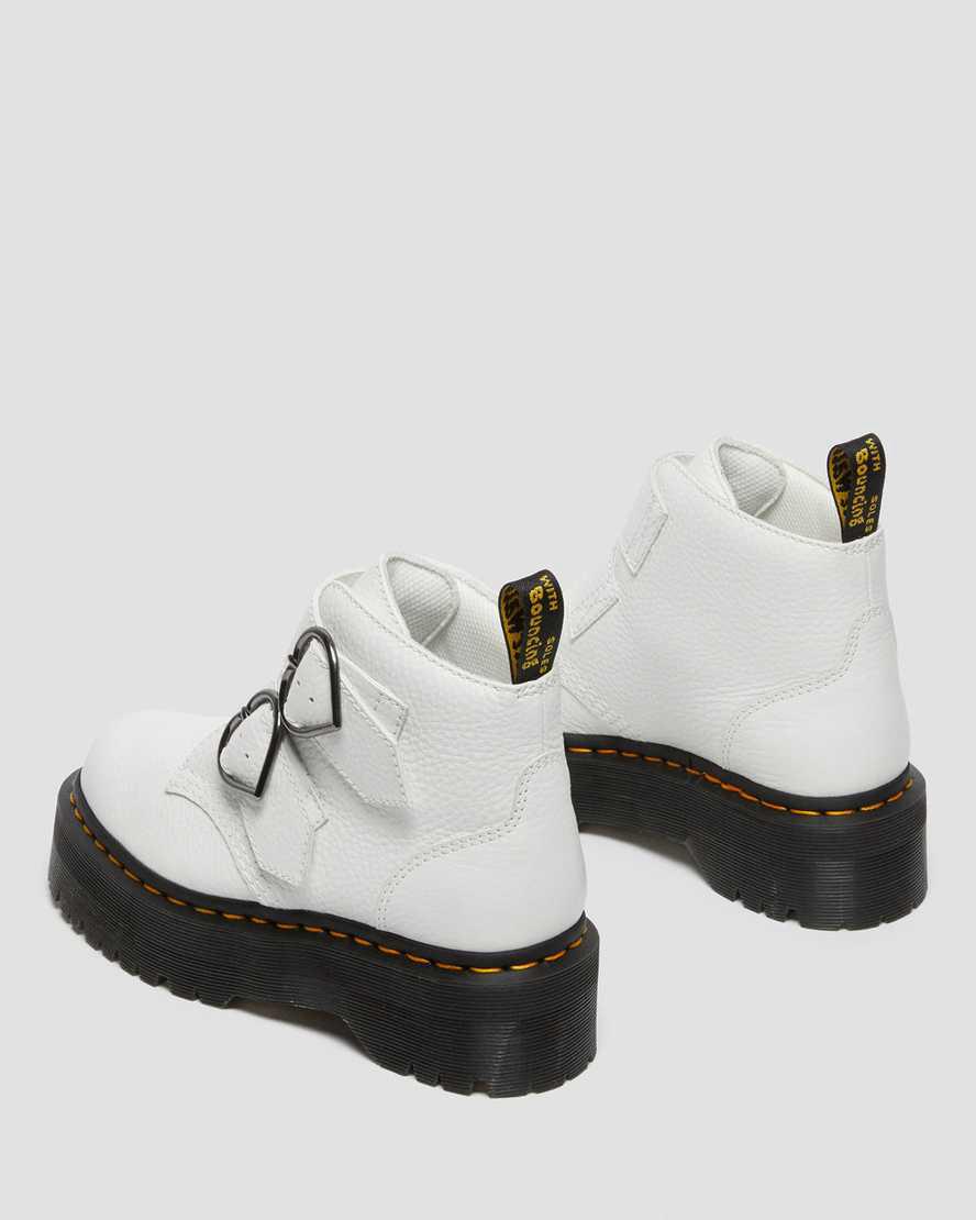 Dr Martens Devon Heart Deri Platform Kadın Bilek Boy Bot Beyaz  Türkiye |  34576-BCXH