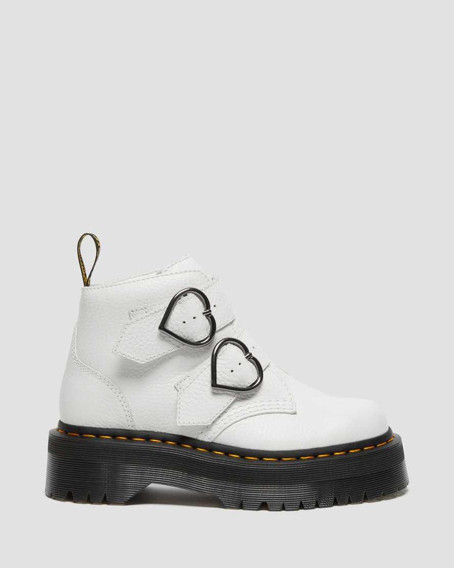 Dr Martens Devon Heart Deri Platform Kadın Bilek Boy Bot Beyaz  Türkiye |  34576-BCXH