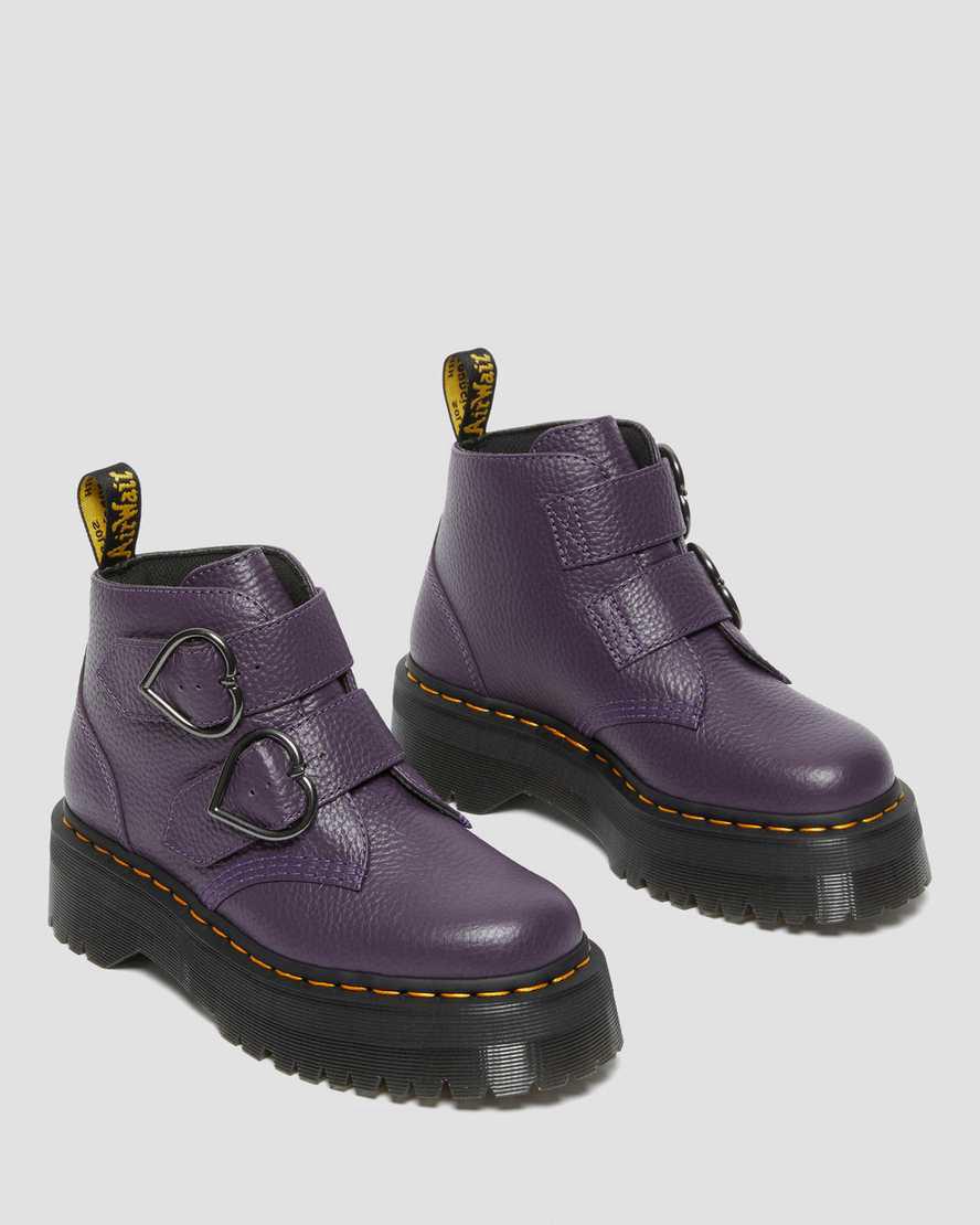 Dr Martens Devon Heart Deri Platform Kadın Bilek Boy Bot Blackcurrant  Türkiye |  34675-GREA