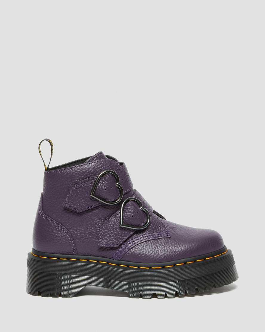 Dr Martens Devon Heart Deri Platform Kadın Bilek Boy Bot Blackcurrant  Türkiye |  34675-GREA