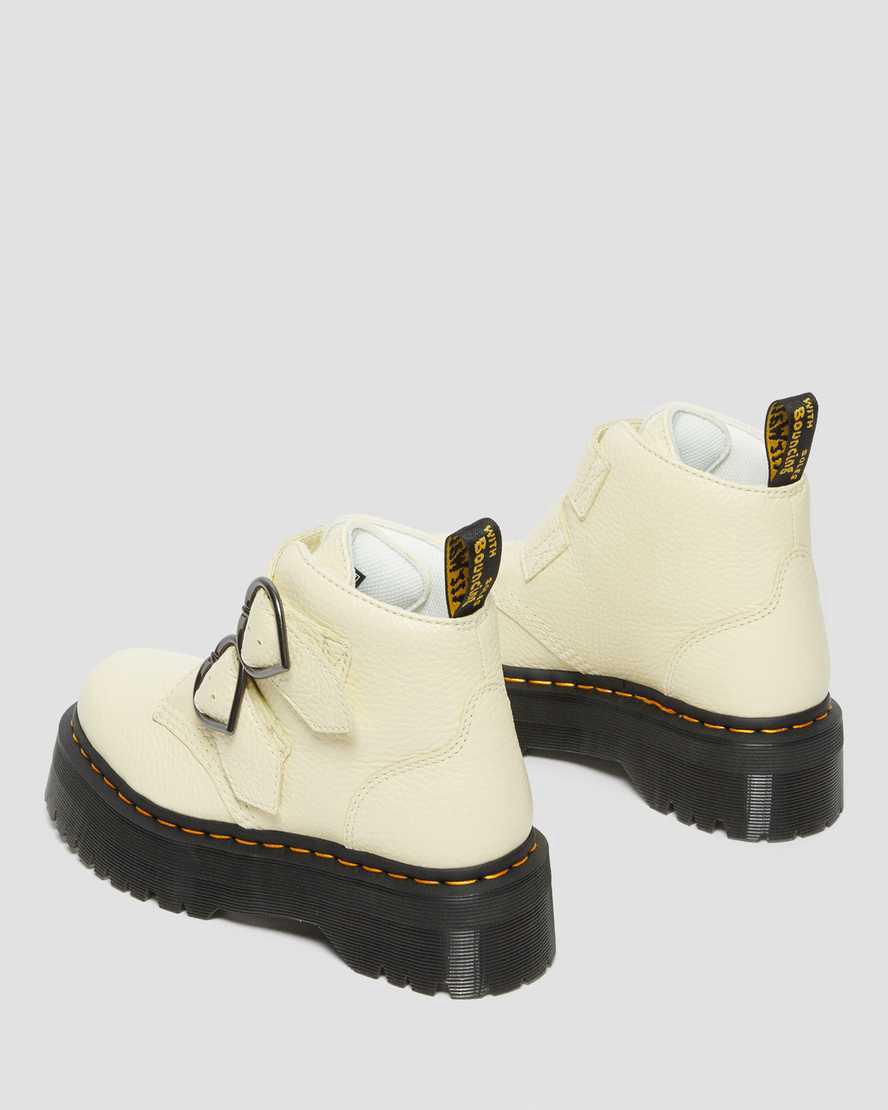 Dr Martens Devon Heart Deri Platform Kadın Bilek Boy Bot Kahverengi Krema  Türkiye |  40625-IESL