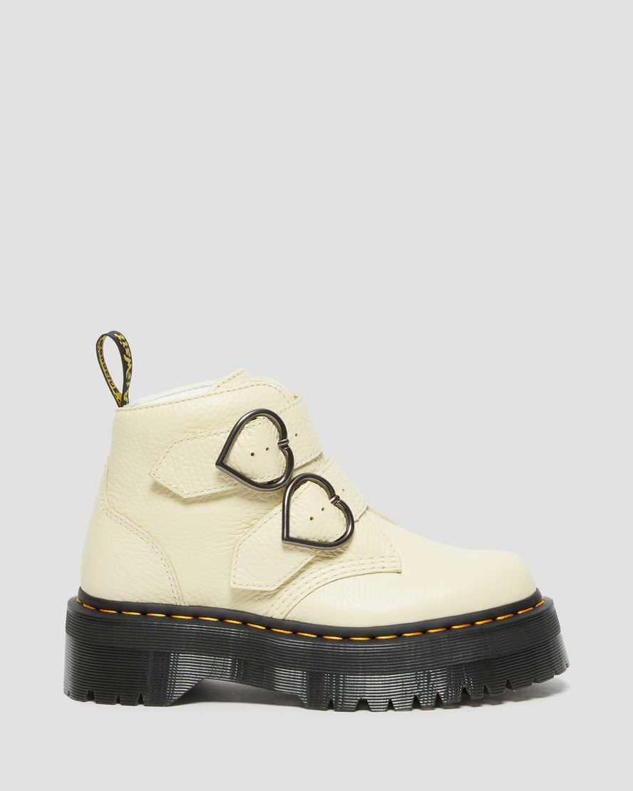 Dr Martens Devon Heart Deri Platform Kadın Bilek Boy Bot Kahverengi Krema  Türkiye |  40625-IESL