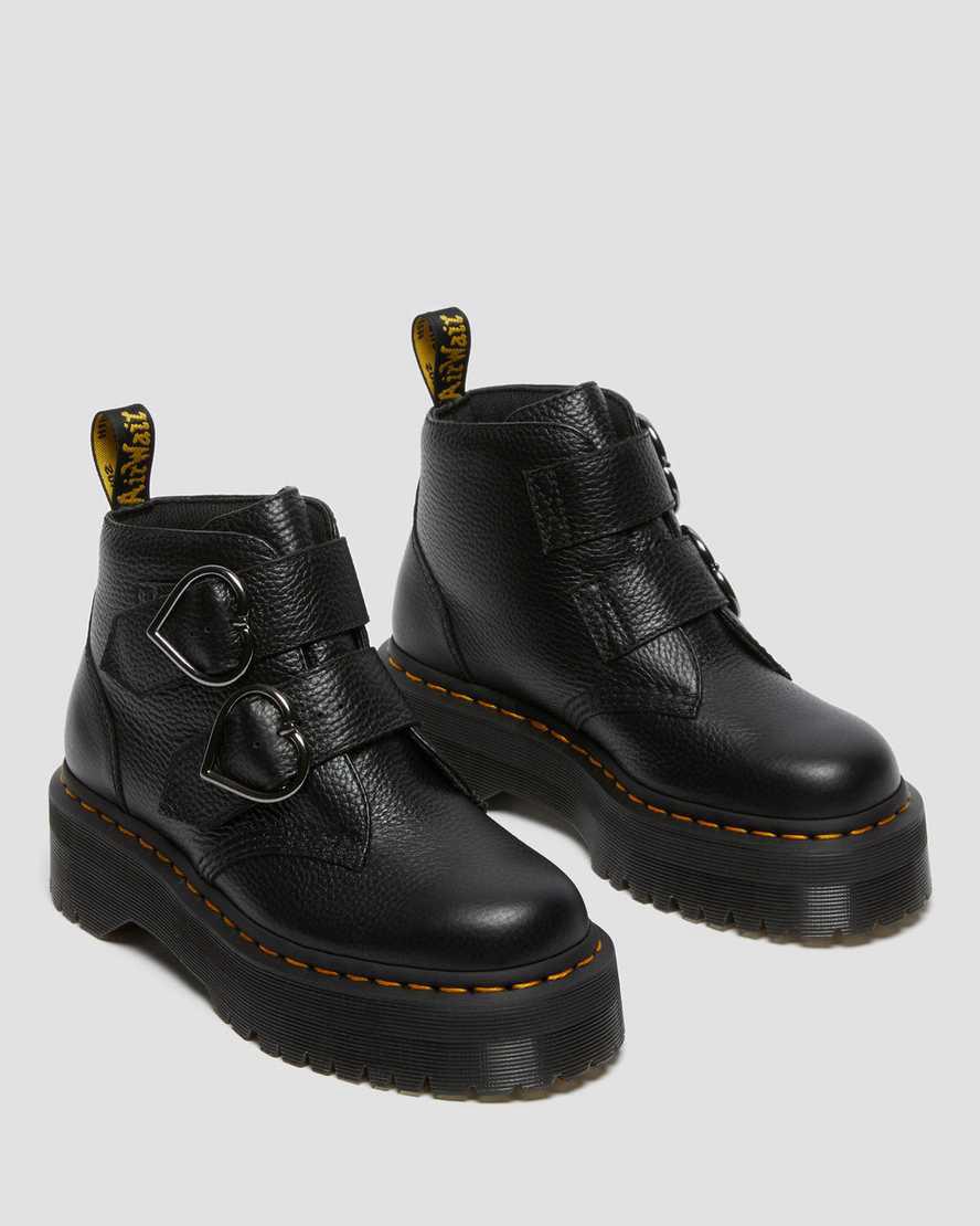 Dr Martens Devon Heart Deri Platform Kadın Bilek Boy Bot Siyah  Türkiye |  90835-SJMN