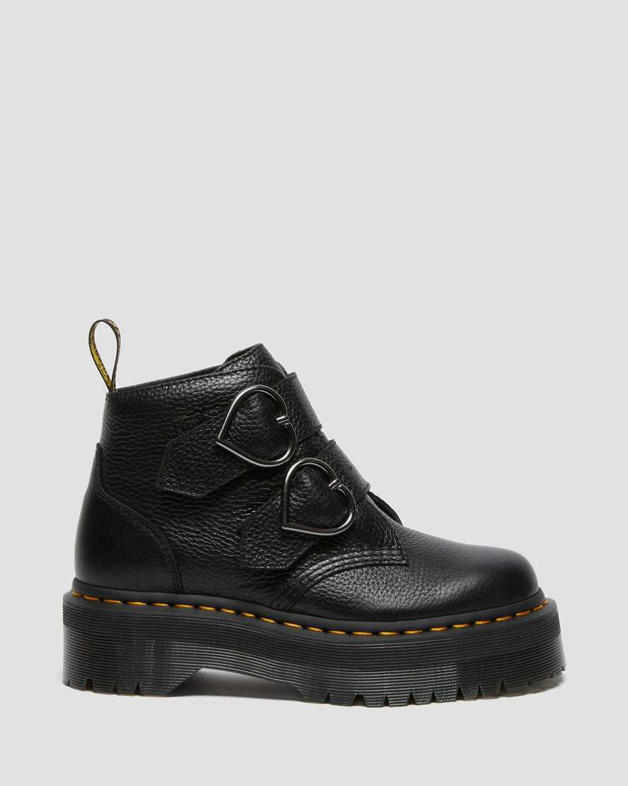 Dr Martens Devon Heart Deri Platform Kadın Bilek Boy Bot Siyah  Türkiye |  90835-SJMN