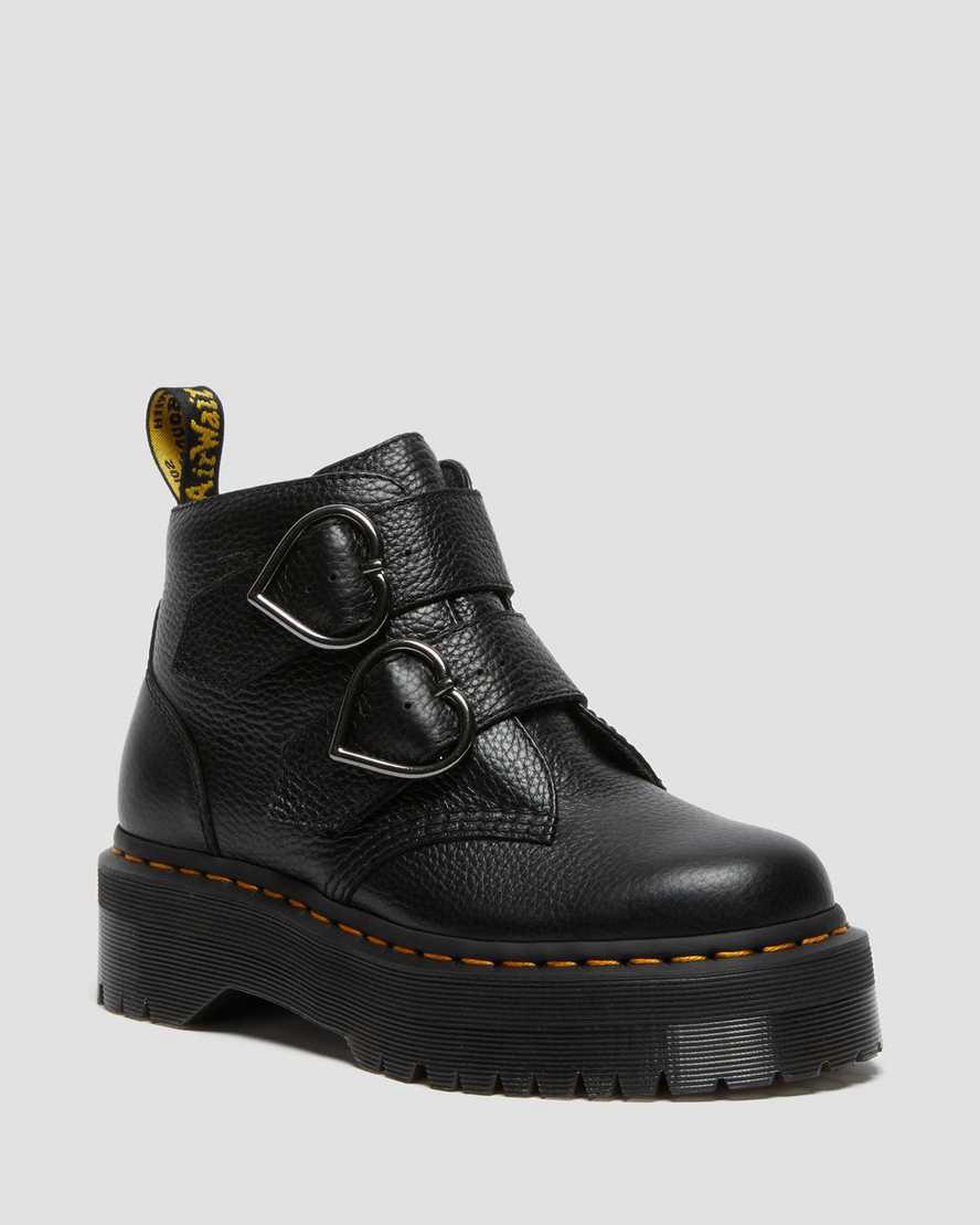 Dr Martens Devon Heart Deri Platform Kadın Bilek Boy Bot Siyah  Türkiye |  90835-SJMN