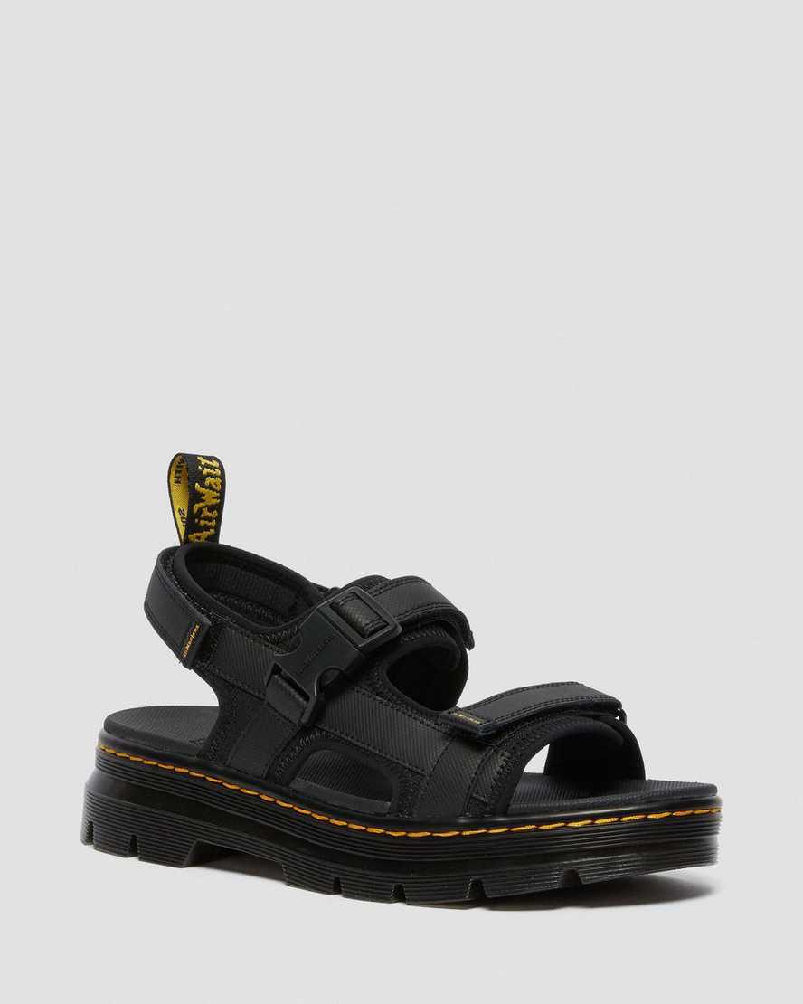 Dr Martens Forster Webbing Erkek Sandalet Siyah  Türkiye |  36790-QIFX