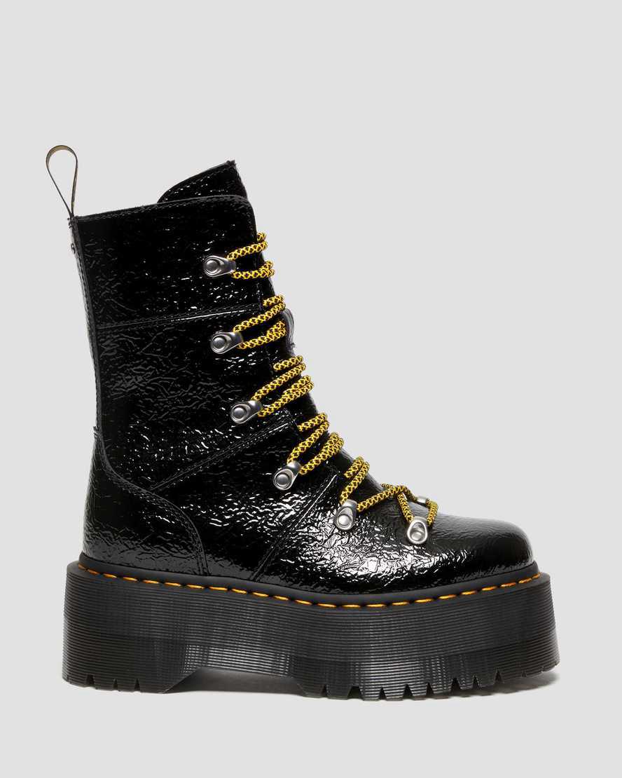 Dr Martens Ghilana Max Distressed Rugan Deri Platform Kadın Bilek Boy Bot Siyah  Türkiye |  23906-HOTC