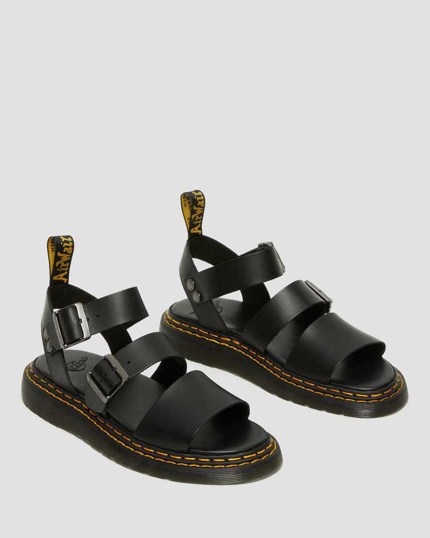 Dr Martens Gryphon Double Stitch Brando Deri Erkek Sandalet Siyah  Türkiye |  90461-SCPH