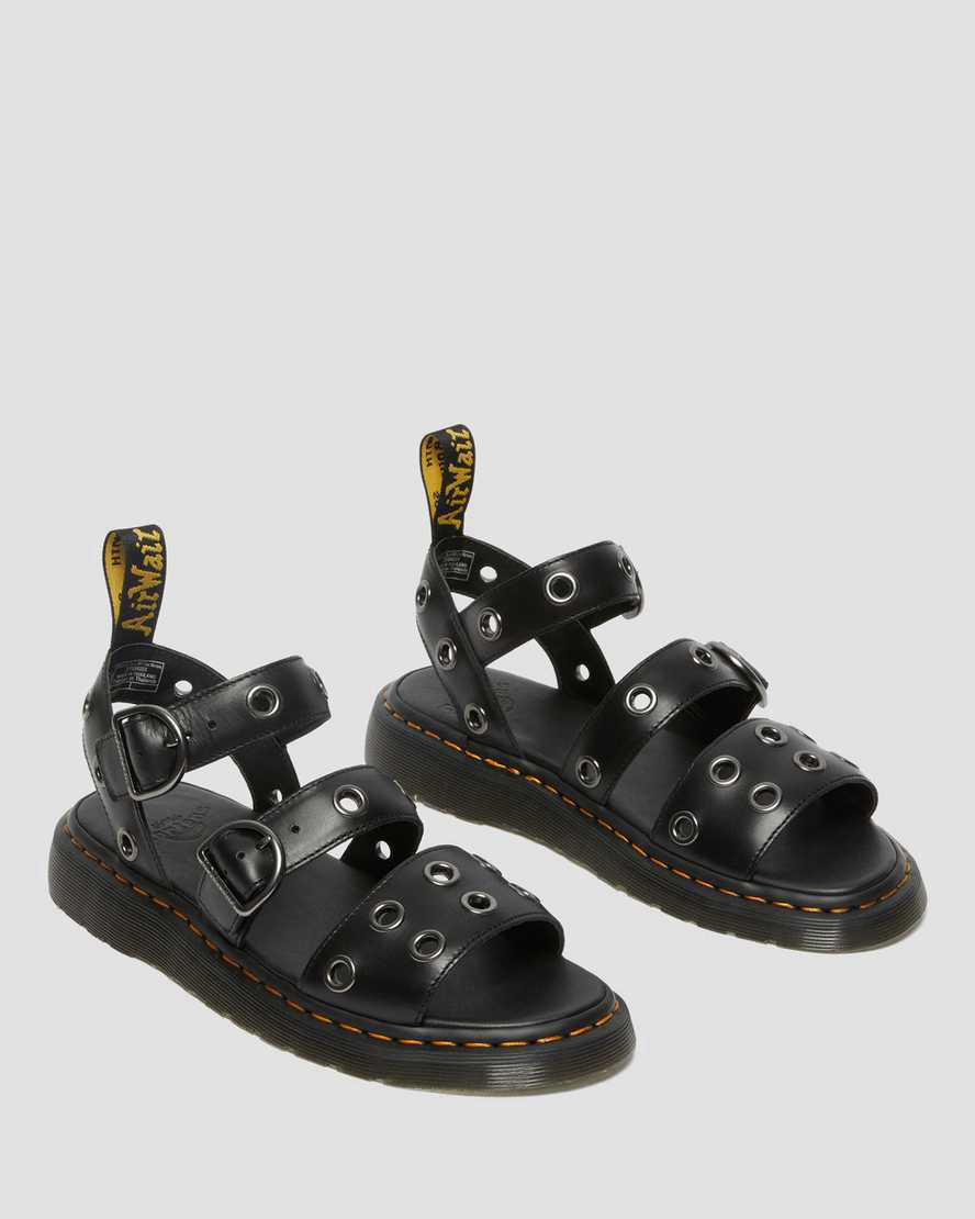 Dr Martens Gryphon Hardware Brando Deri Kadın Gladyatör Sandalet Siyah  Türkiye |  15639-KGYI