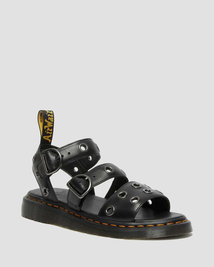 Dr Martens Gryphon Hardware Brando Deri Kadın Gladyatör Sandalet Siyah  Türkiye |  15639-KGYI