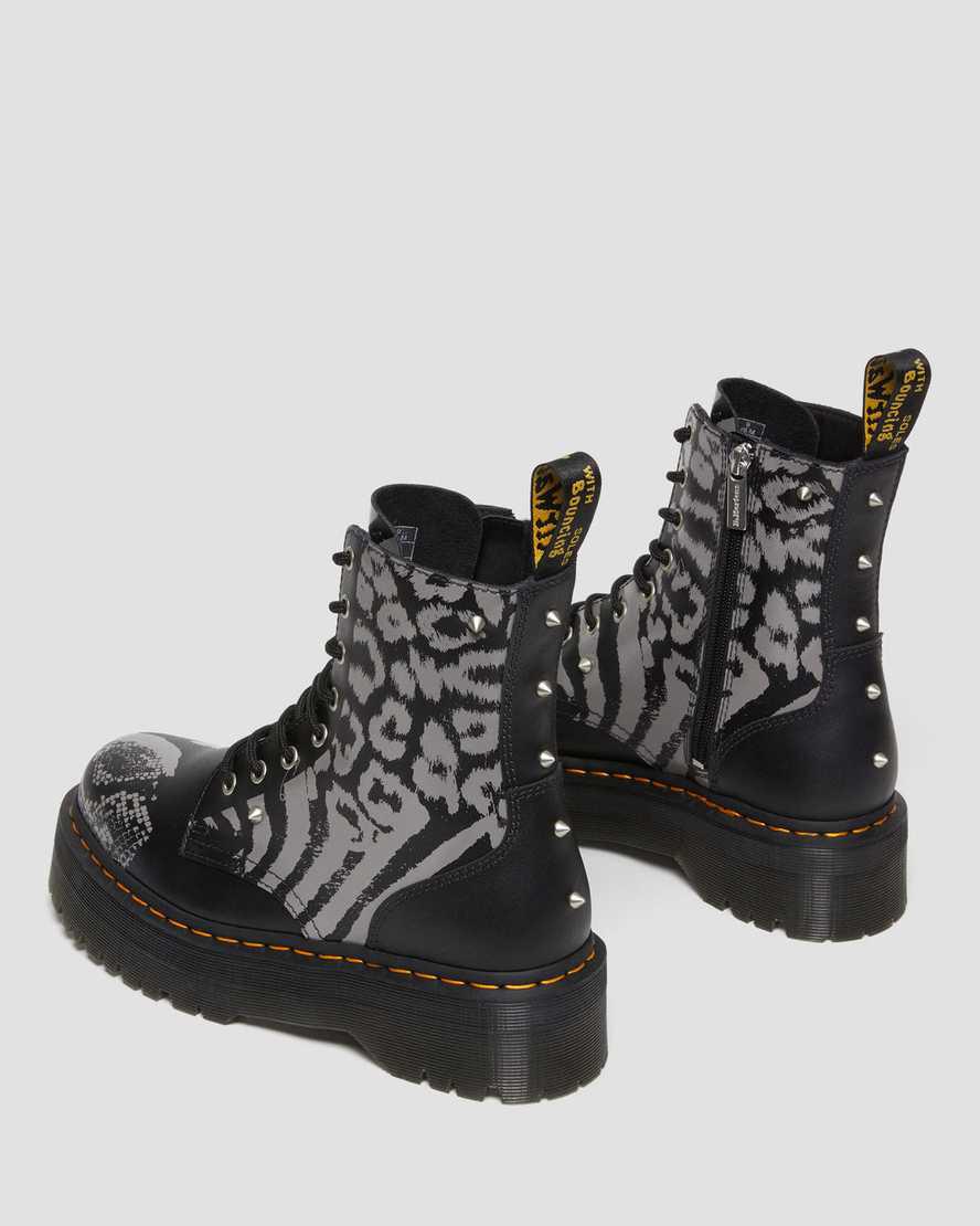 Dr Martens Jadon Boot Animal Clash Deri Erkek Kalın Taban Bot Black/Grey Backhand  Türkiye |  48721-PKEG