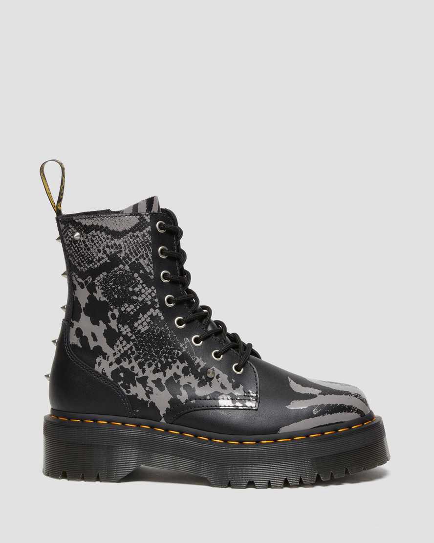 Dr Martens Jadon Boot Animal Clash Deri Erkek Kalın Taban Bot Black/Grey Backhand  Türkiye |  48721-PKEG