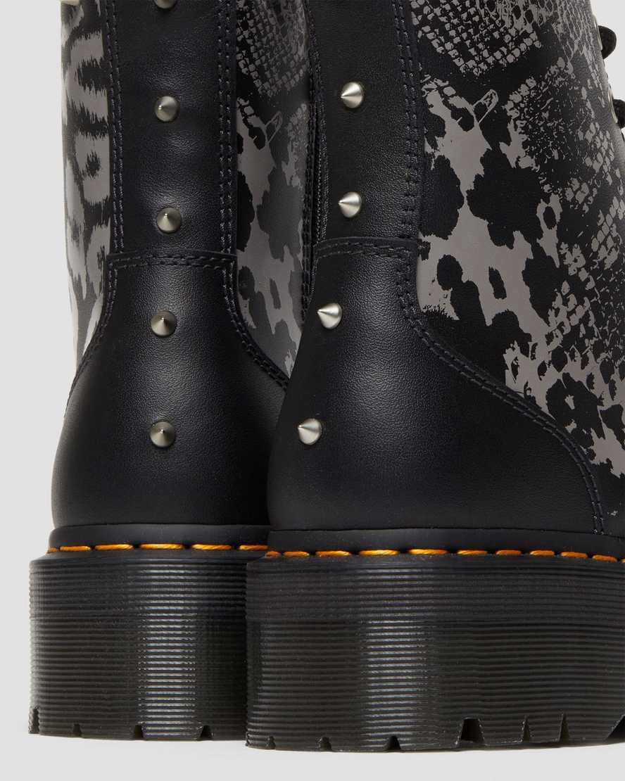 Dr Martens Jadon Boot Animal Clash Deri Kadın Kalın Taban Bot Black/Grey Backhand  Türkiye |  93820-WSXJ