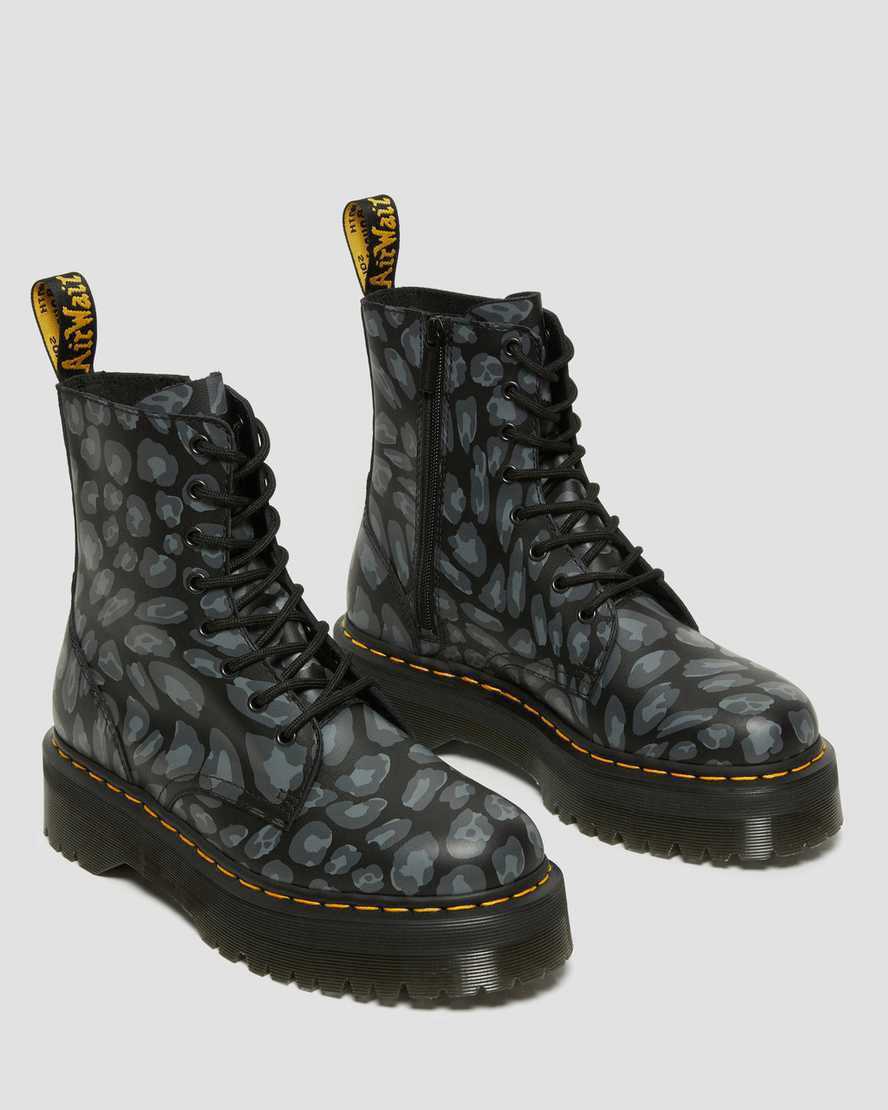 Dr Martens Jadon Boot Leopard Print Erkek Kalın Taban Bot Siyah  Türkiye |  84612-ISRD