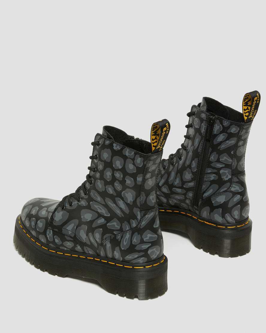 Dr Martens Jadon Boot Leopard Print Erkek Kalın Taban Bot Siyah  Türkiye |  84612-ISRD