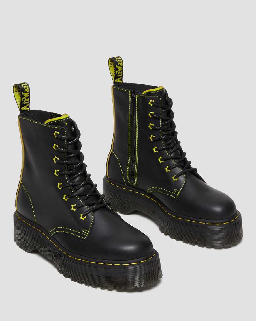 Dr Martens Jadon II Boot Neon Star Deri Kadın Kalın Taban Bot Black/Yellow / Romario  Türkiye |  24865-WDMY