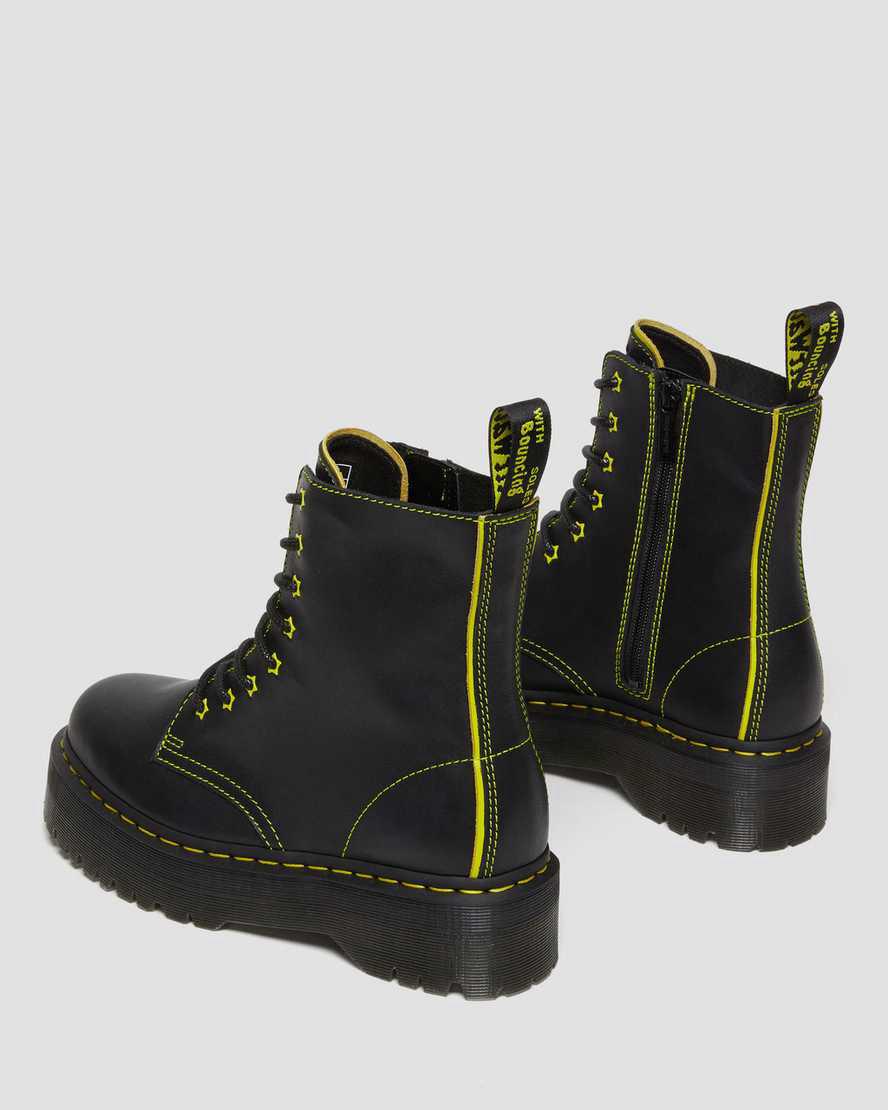 Dr Martens Jadon II Boot Neon Star Deri Kadın Kalın Taban Bot Black/Yellow / Romario  Türkiye |  24865-WDMY