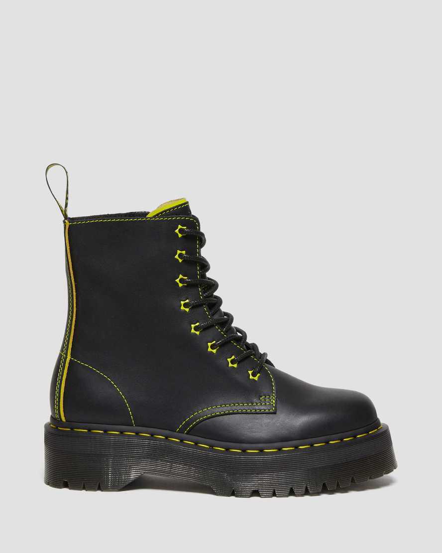 Dr Martens Jadon II Boot Neon Star Deri Kadın Kalın Taban Bot Black/Yellow / Romario  Türkiye |  24865-WDMY