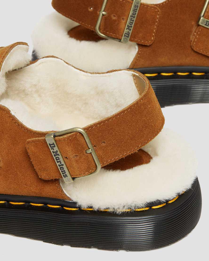 Dr Martens Jorge Made in England Shearling Arkası Açık Mule Erkek Sandalet Kahverengi  Türkiye |  13284-PKHT