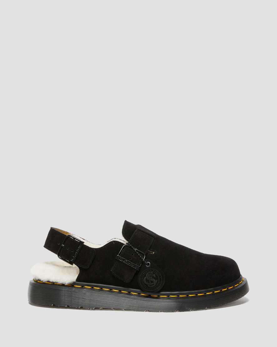 Dr Martens Jorge Made in England Shearling Arkası Açık Mule Erkek Sandalet Siyah  Türkiye |  50487-TZMW