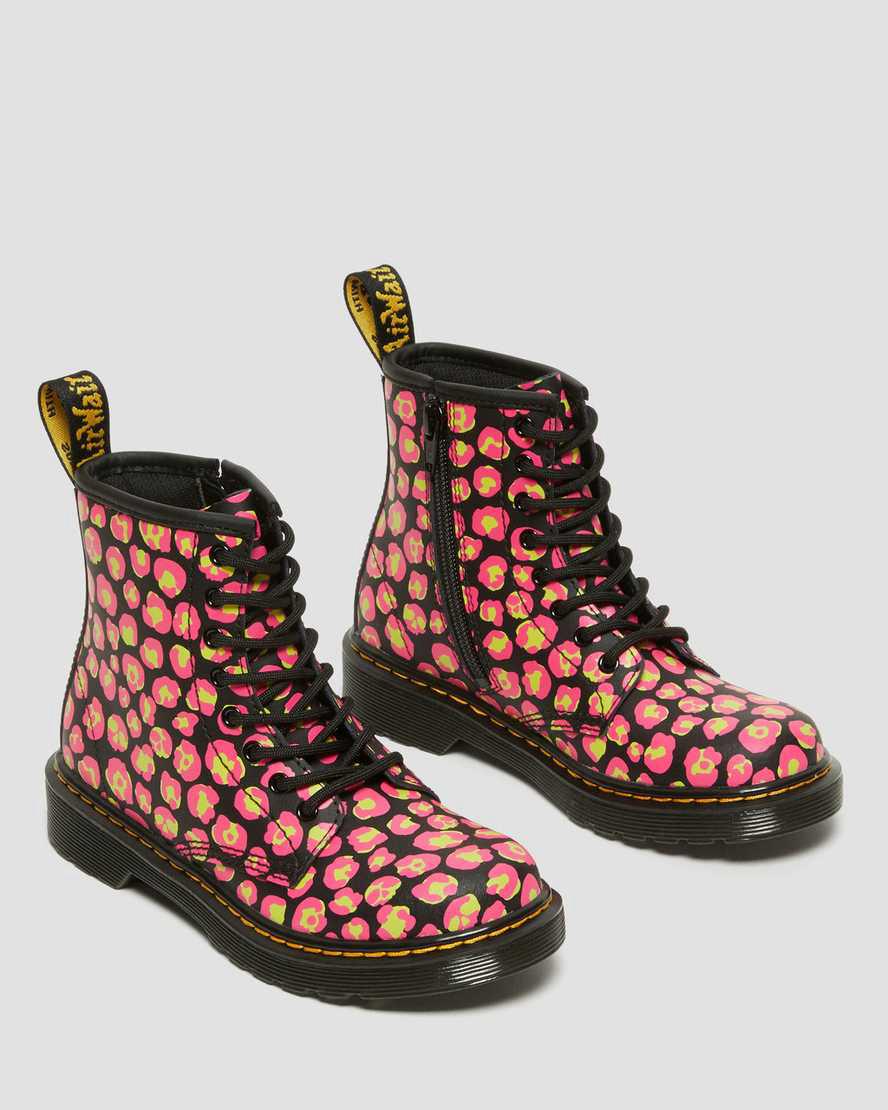 Dr Martens Junior 1460 Leopard Hydro Deri Çocuk Bağcıklı Bot Black/Pink  Türkiye |  07681-VKWB