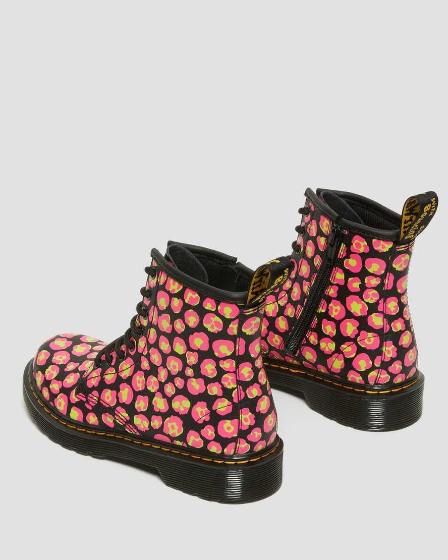 Dr Martens Junior 1460 Leopard Hydro Deri Çocuk Bağcıklı Bot Black/Pink  Türkiye |  07681-VKWB