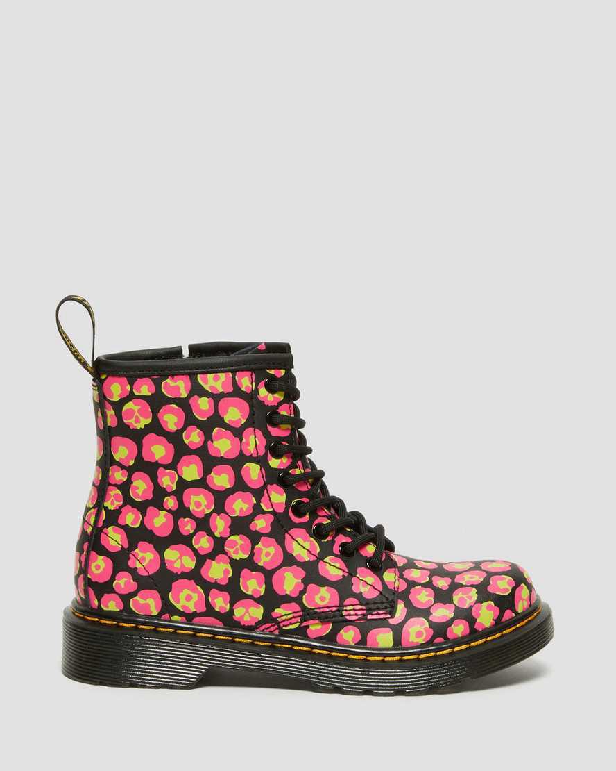 Dr Martens Junior 1460 Leopard Hydro Deri Çocuk Bağcıklı Bot Black/Pink  Türkiye |  07681-VKWB