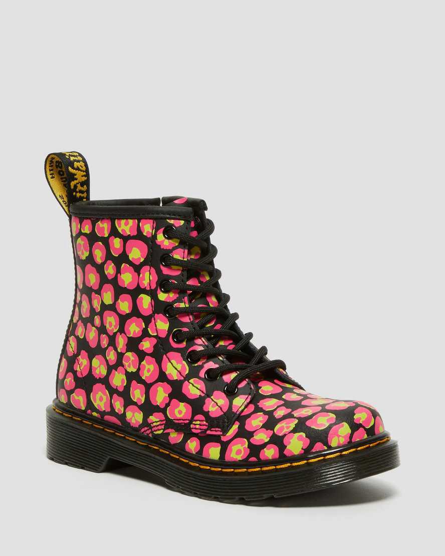 Dr Martens Junior 1460 Leopard Hydro Deri Çocuk Bağcıklı Bot Black/Pink  Türkiye |  07681-VKWB