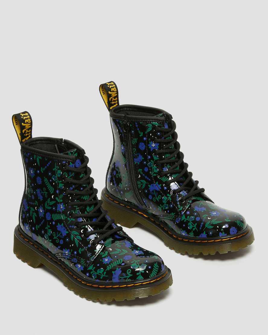 Dr Martens Junior 1460 Mystic Floral Rugan Çocuk Bağcıklı Bot Siyah  Türkiye |  30876-PDOV