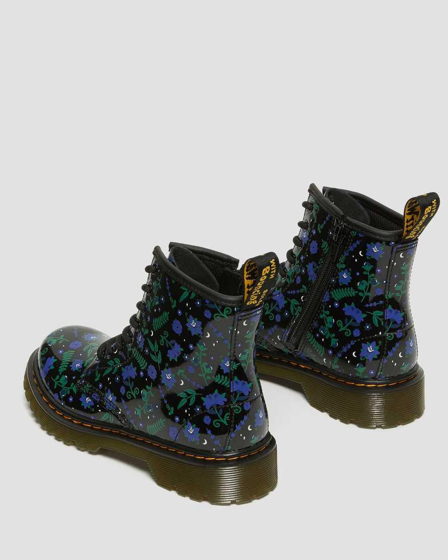 Dr Martens Junior 1460 Mystic Floral Rugan Çocuk Bağcıklı Bot Siyah  Türkiye |  30876-PDOV