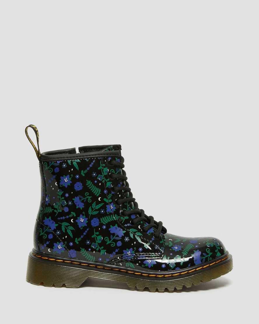 Dr Martens Junior 1460 Mystic Floral Rugan Çocuk Bağcıklı Bot Siyah  Türkiye |  30876-PDOV