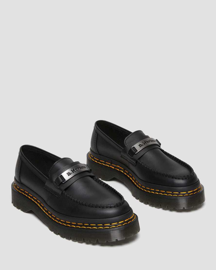 Dr Martens Penton Bex Double Stitch Deri Loafers Kadın Platform Ayakkabı Siyah  Türkiye |  96804-NYTU