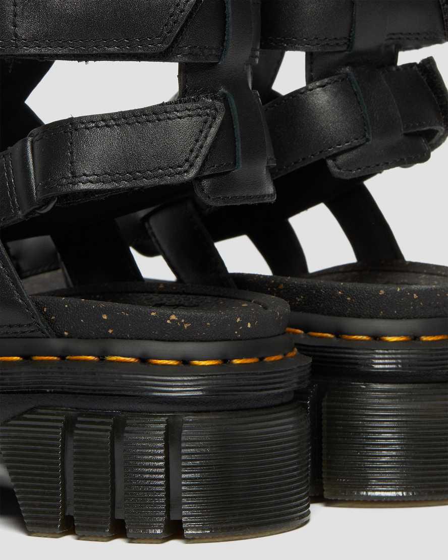 Dr Martens Ricki Nappa Lux Deri Gladiator Kadın Platform Sandalet Siyah  Türkiye |  67523-BKTQ