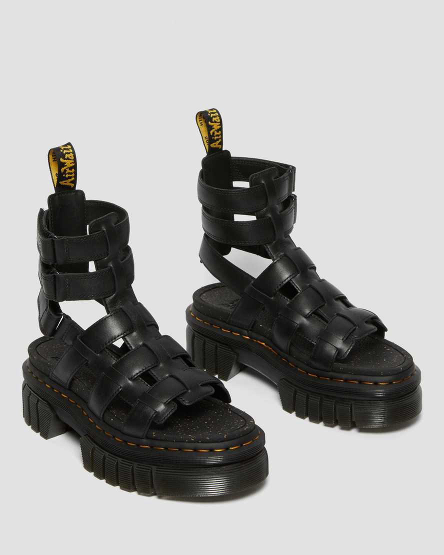 Dr Martens Ricki Nappa Lux Deri Gladiator Kadın Platform Sandalet Siyah  Türkiye |  67523-BKTQ