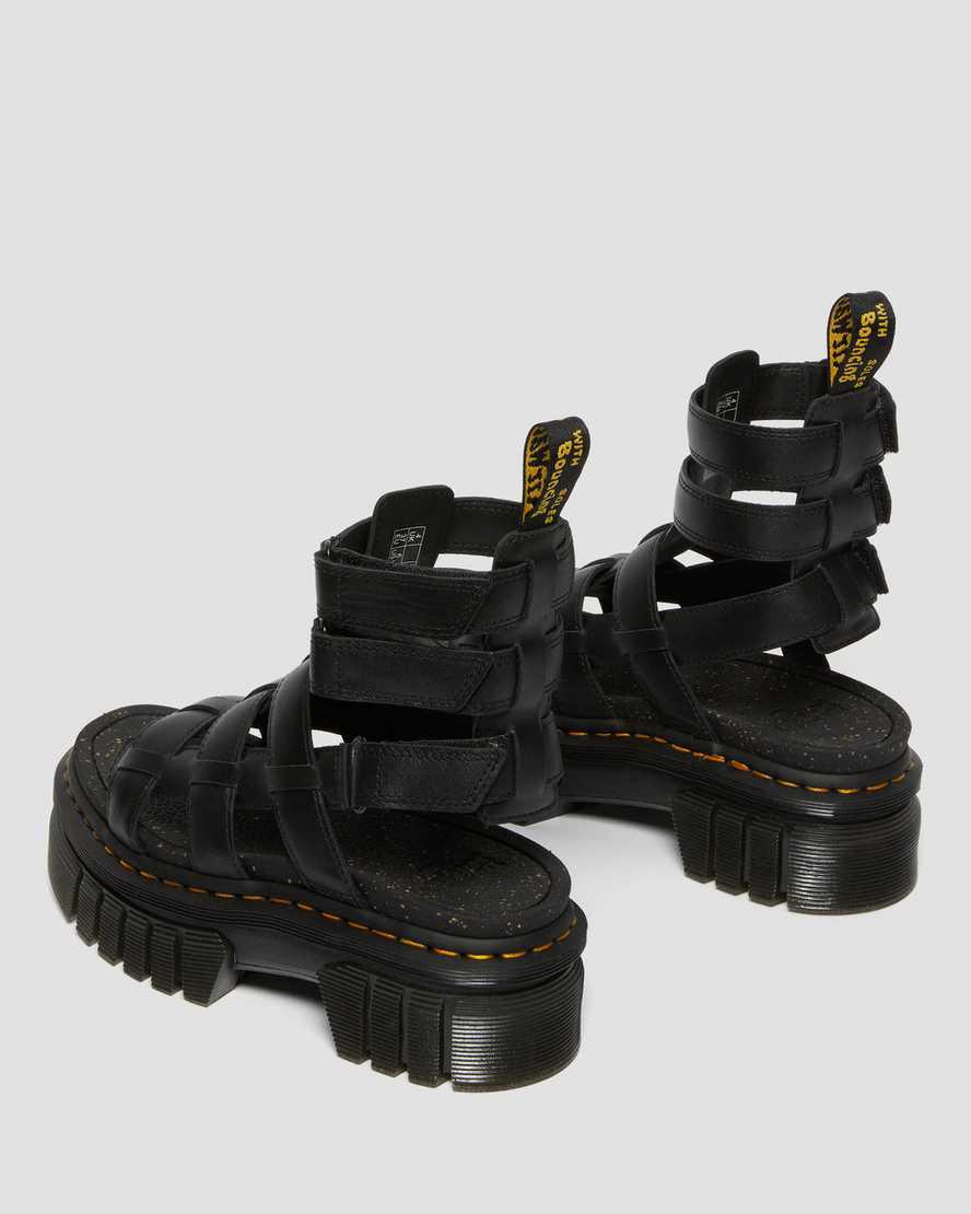 Dr Martens Ricki Nappa Lux Deri Gladiator Kadın Platform Sandalet Siyah  Türkiye |  67523-BKTQ