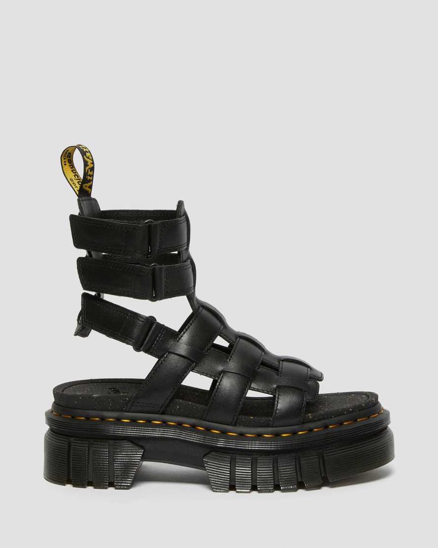 Dr Martens Ricki Nappa Lux Deri Gladiator Kadın Platform Sandalet Siyah  Türkiye |  67523-BKTQ